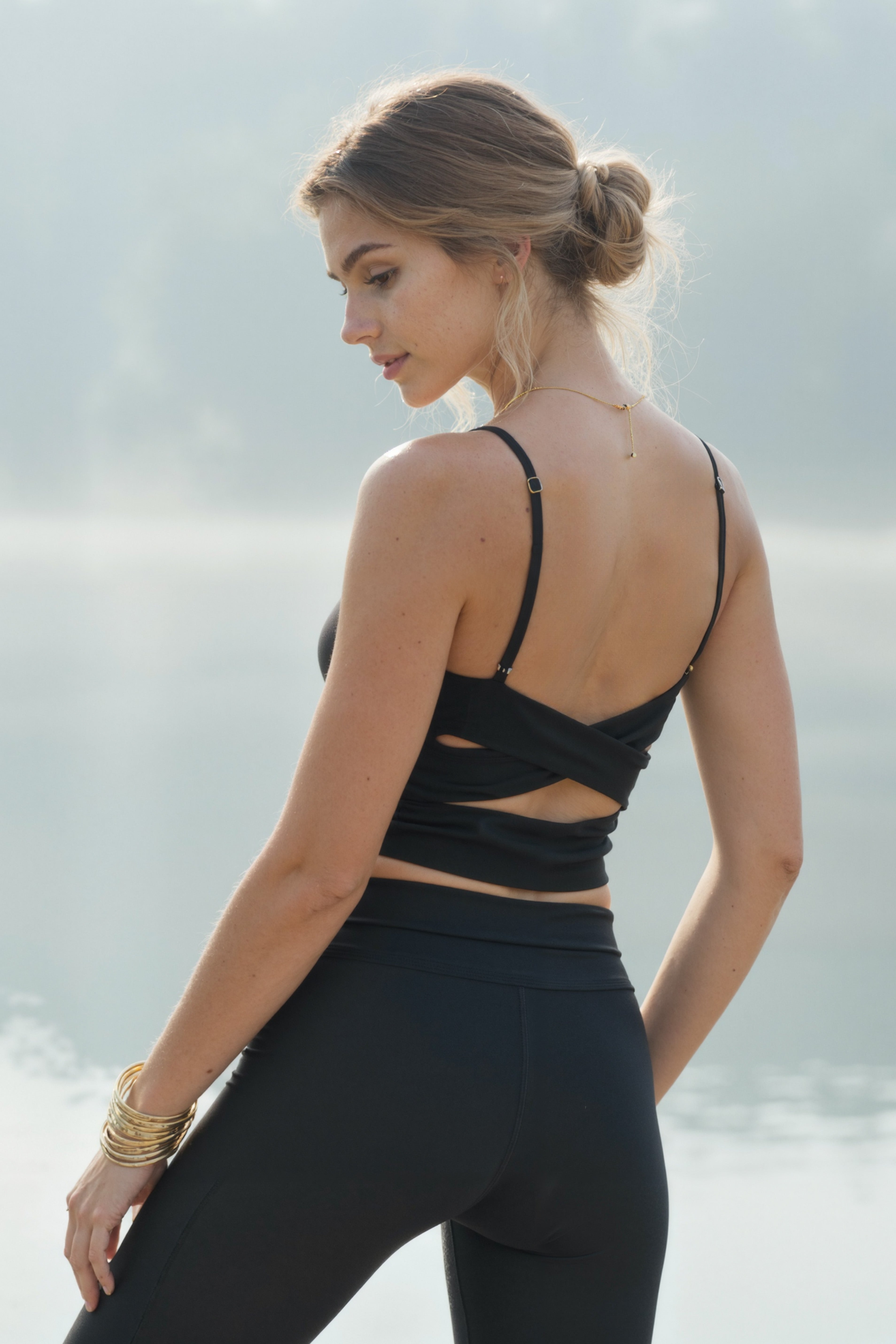 Square-Neck Cross-Back Sports Bra