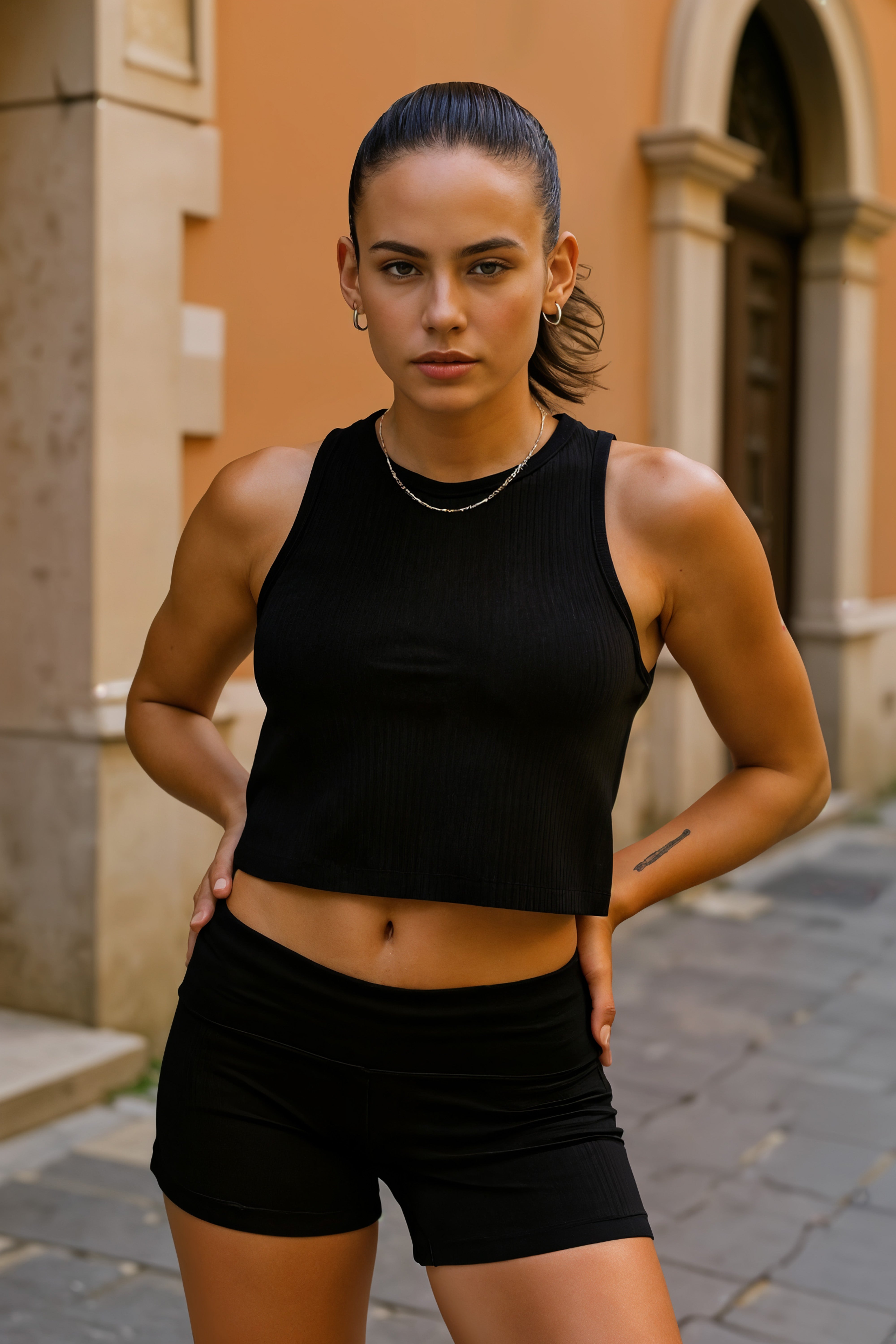 Ribbed High Neck Tank