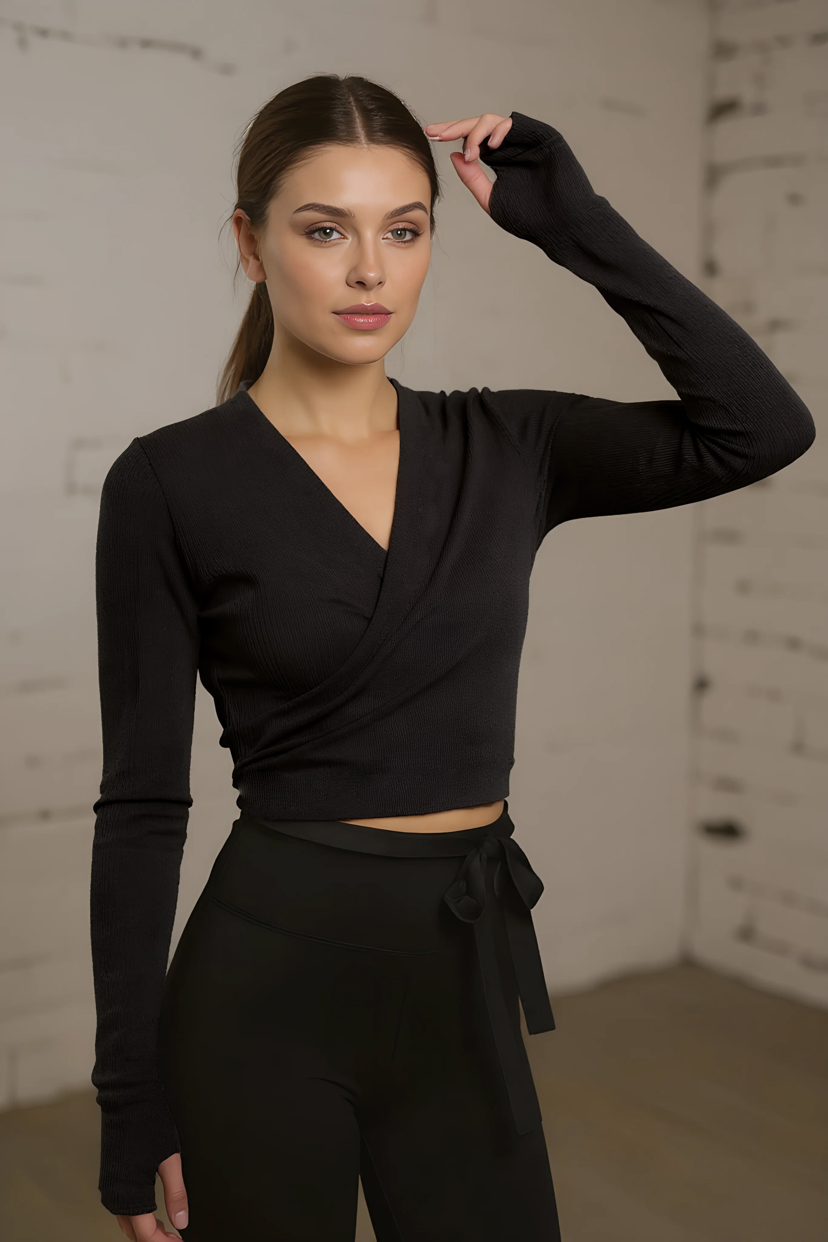 Relaxed ballet wrap pullover